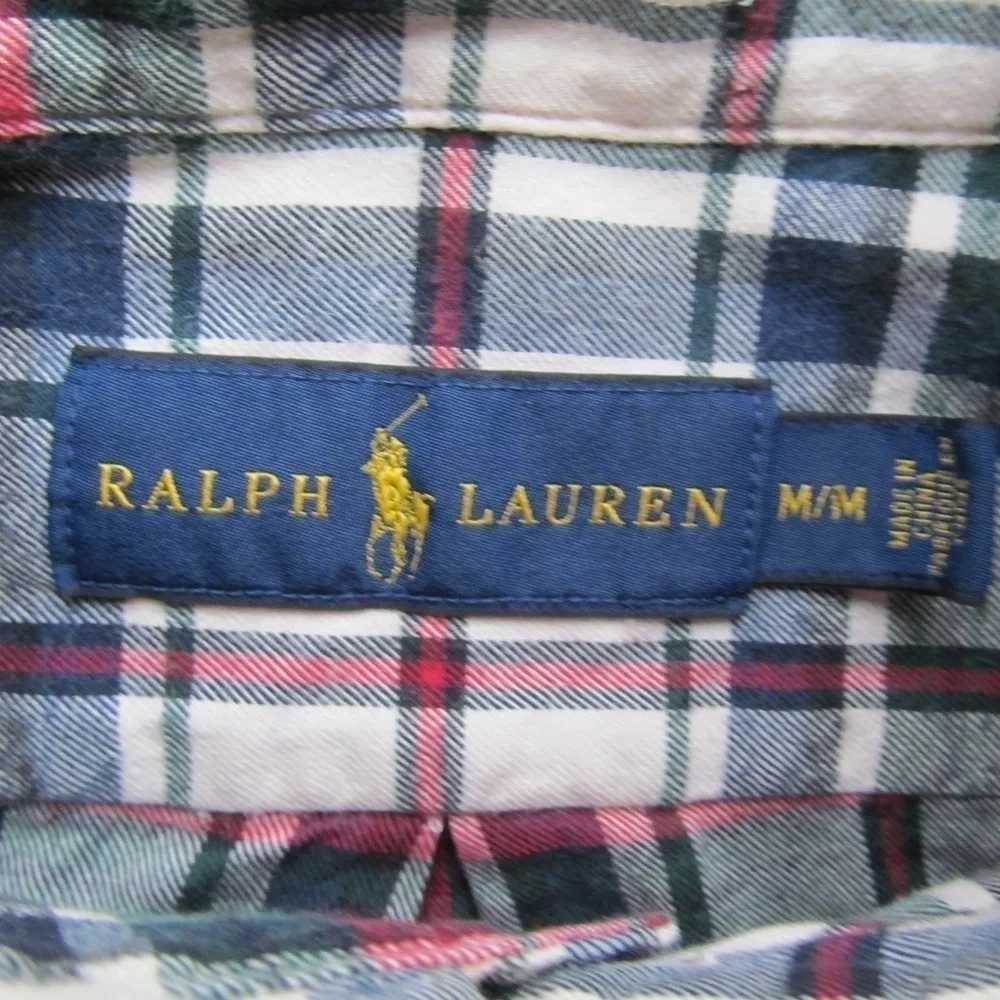 Ralph Lauren Blake Long Sleeve Button Down Plaid Red Green White Shirt Men's M - Picture 9 of 10